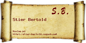 Stier Bertold névjegykártya